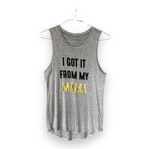 Miken Heather Gray Tank with Black & Gold Print